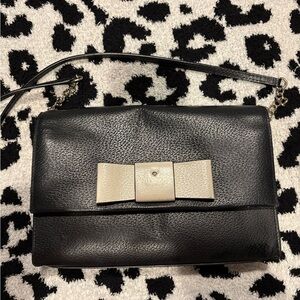 Kate Spade Black and Cream Bow Clutch
